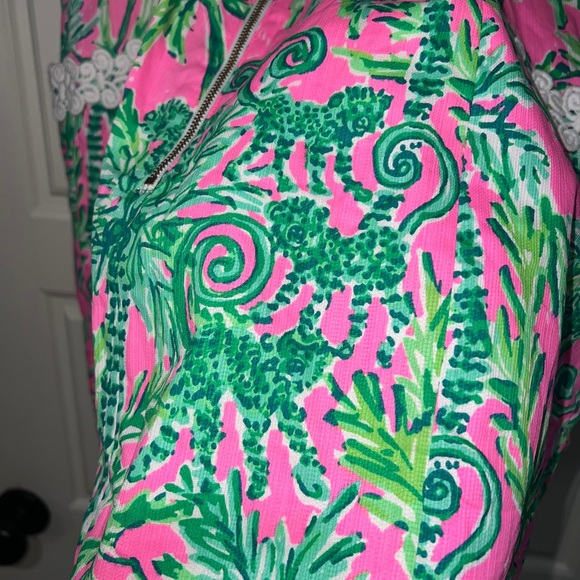 Lilly Pulitzer hanging around shelli dress size 16 green pink mini monkey - Picture 7 of 8